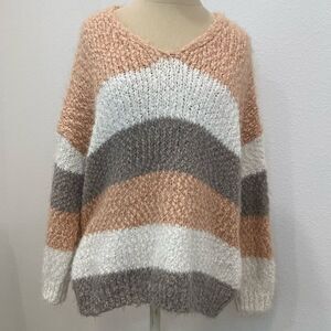 Altar'd State Color Block Striped Sweater Small / Medium
